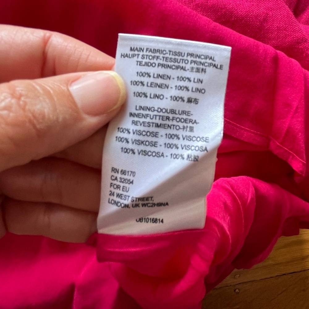 The Keiko Mini Dress by Maeve Anthropologie Small S fuchsia hot pink linen - Picture 5 of 6
